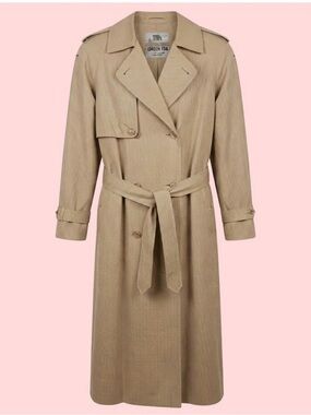 🕵️‍♀️ Vintage Towne by London Fog Trench Coat — Tan Houndstooth 🧥 Sz 16 Office